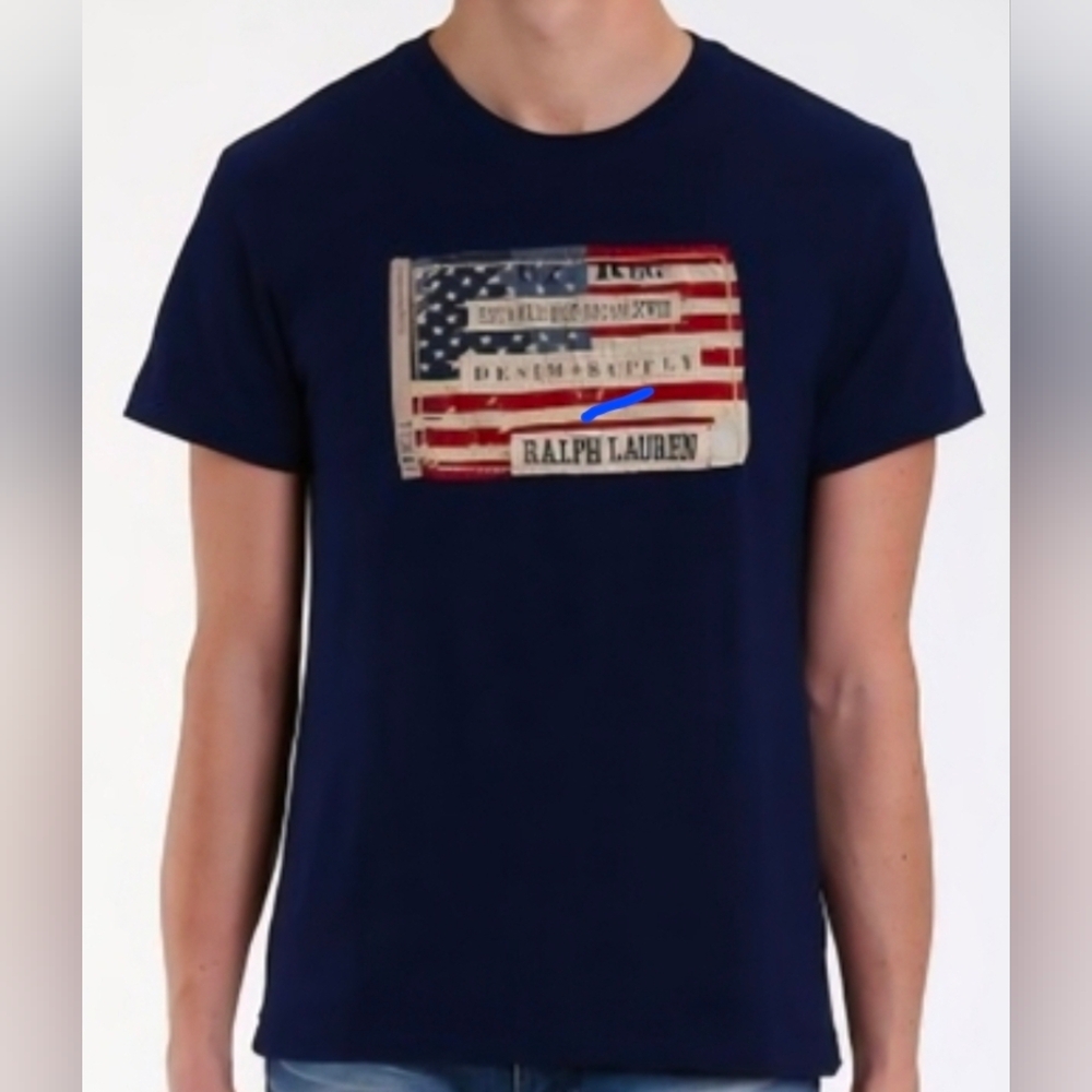 Ralph Lauren Navy Flag Graphic Tee